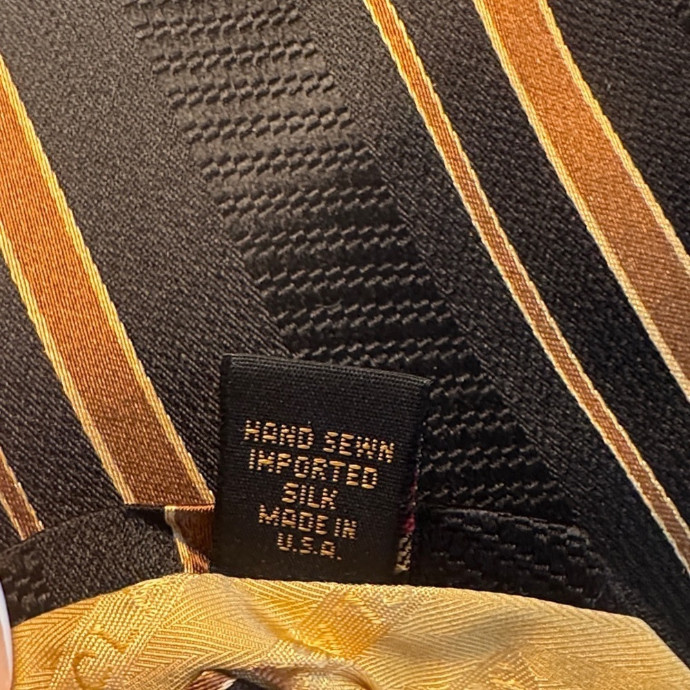 Robert Talbott Black and Gold Striped Silk Tie - Picture 6 of 7
